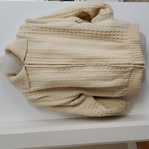 Vintage Ireland Wool Fisherman cableknit cardigan jacket M-L 38-40 bust
